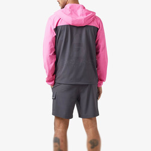 Ensemble court coupe-vent d'hiver à capuche pour homme - Look streetwear tendance avec veste et short, motif uni, léger - Product Image 3