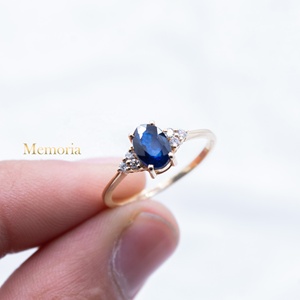 Exquisite Natural Blue Sapphire Gemstone Diamond Prong Birthday <b>Ring</b> Precious <b>Dainty</b> Handmade 14k Yellow Gold for Certified - Product Image 4