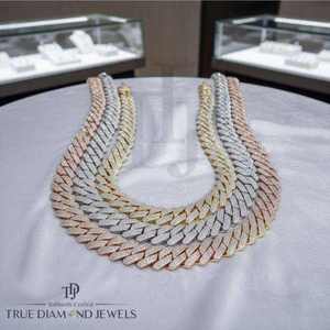 Exquisite Mens Cuban Link <b>Necklace</b> Iced Out Chain Premium Quality Sterling Silver Gold Finish Luxury <b>Statement</b> Jewelry Gift - Product Image 1