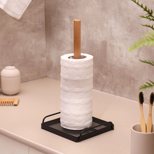Moderno Soporte de Papel Toalla de Madera con Barra de Corte en Forma de Corazón, Estante de Almacenamiento de Cocina Independiente - Product Image 3