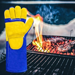 Guantes de Seguridad de Cuero Vacuno de Palma Completa con Logotipo Personalizado, Nuevo Diseño, Resistentes a la Abrasión y al Fuego, para Barbacoa - Product Image 4