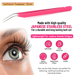 Pince à épiler professionnelle pour extensions de cils, pointe en fibre, en forme de L, outil d'application pour isolation et volume - Product Image 5