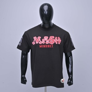 Camiseta de Manga Corta para Hombre Mash Mindset Negra, Cuello Redondo, Corte Regular Informal, Jersey con Estampado de Letras OEM, Transpirable, 100% Algodón - Product Image 1
