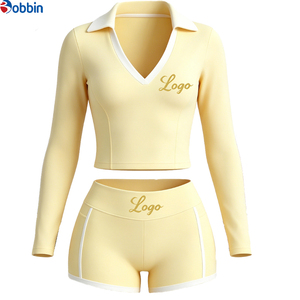 Ensemble sportif 2 pièces pour femme, style hip-hop d'été, blanc, haut court à manches longues et short taille haute, respirant, en Spandex et Polyester - Product Image 4