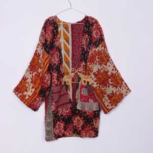 Abrigo de algodón con diseño de Kantha Vintage para mujer de alta calidad, Kimono hecho a mano, estampado Floral tradicional, transpirable, tejido ecológico - Product Image 5