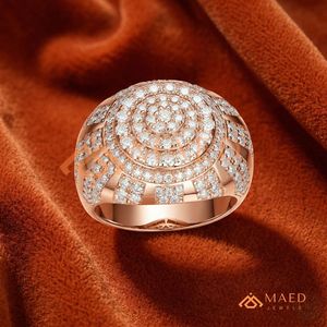 14,18K Yellow Gold Plated Men's Iced Out <b>Dome</b> <b>Ring</b> Circular Diamond Cluster Medallion Hip Hop <b>Ring</b> Moissanite Iced Out Statement - Product Image 4