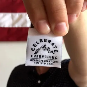 Etiqueta Tejida OxfordPewant para Ropa, Rectangular, de Algodón, Hecha en EE. UU. Celebrate Everything Design Heat Cut Edge - Product Image 1