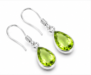 Peridot Teardrop Sterling Silver Drop <b>Earrings</b> | 925 Silver Pear Shape Dangle <b>Earrings</b> | August Birthstone Gemstone Jewelry - Product Image 2