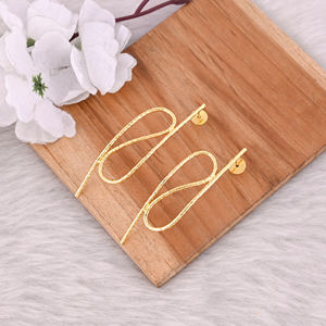 Pendientes de Botón de Latón Simple, Hechos a Mano, con Baño de Oro Amarillo, Joyería, Regalos, Fabricante Mayorista Personalizado - Product Image 1