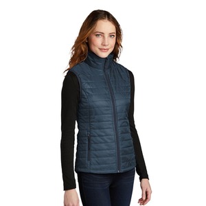 Chaleco Acolchado de Color Sólido para Mujer con Cierre de Cremallera, Cuello Alto, Resistente al Viento, Estilo Casual - Product Image 5