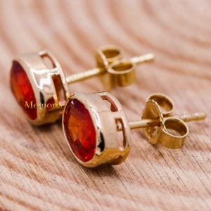 Pendientes de Oro Amarillo Sólido de 14K con Zafiro Naranja Ovalado Natural, Joyería Fina, Memoria Jewels, Venta al Por Mayor - Product Image 5