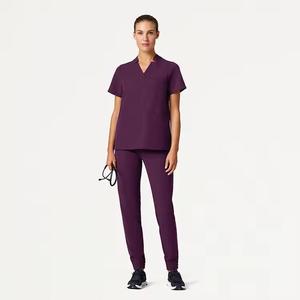 Customized High Quality Woven Medical Hospital <b>Scrub</b> Uniforms O-neck Zipper Nurses <b>Scrubs</b> <b>Sets</b> Unisex with Custom Logo - Product Image 5