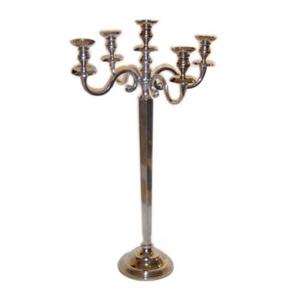 Top vente de haute qualité dernière conception traditionnelle petit aluminium 5 bras candélabres de table couleur argent candélabres de mariage - Product Image 5