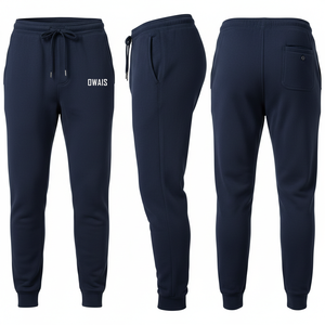 Pantalon de jogging décontracté en molleton noir pour homme avec taille élastique et cordon de serrage, poches intégrées – Collection Automne – Pantalons et Trousers pour Homme - Product Image 3