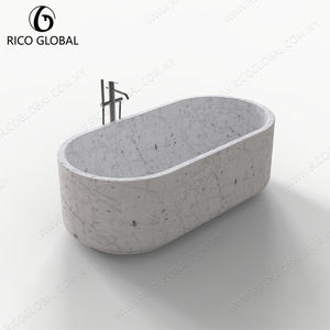 Bañera Moderna de Lujo Independiente de Mármol Blanco Carrara, Accesorio de Baño con Diseño Elegante - Product Image 4
