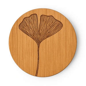 Round Wooden Eco-Friendly Coffee Coaster Fern Pattern Drink <b>Mat</b> <b>Table</b> Decor for Home Hotel Restaurant - Product Image 4