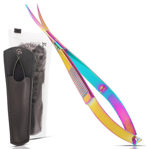 Tijeras de acero inoxidable con resorte para recortar plantas acuáticas, para mantenimiento de acuarios, con punta curva, tijeras de belleza con resorte - Product Image 1