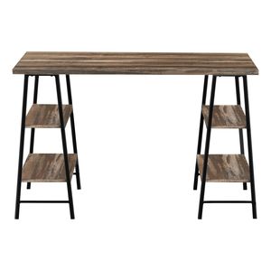 Scrivania Moderna Contemporanea da 48 Pollici per Ufficio Domestico con Ripiani Portaoggetti, Laminato Marrone e Metallo Nero per Lavoro con Laptop - Product Image 6