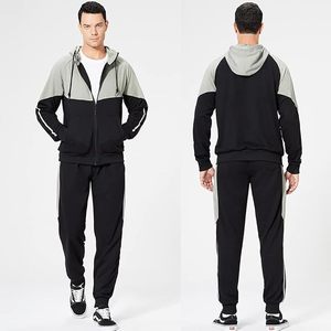 Conjunto Deportivo de Hombre con Capucha, Sudadera de Manga Larga con Cremallera Completa y Pantalones de Chándal, 2 Piezas, Diseño de Parches - Product Image 3