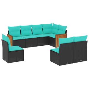 Juego de sofás de patio de ratán sintético negro de 8 piezas con cojines, elegantes muebles de exterior - Product Image 2