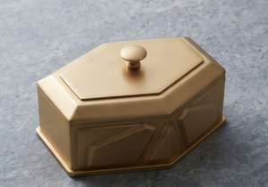 Boîte élégante hexagonale en aluminium doré pour fruits secs, boîte de rangement de luxe pour dattes, design à panneaux inclinés, boîte cadeau décorative pour la cuisine - Product Image 3