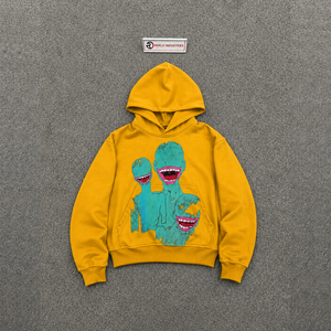 เสื้อฮู้ดดี้โอเวอร์ไซส์สีเหลืองพิมพ์ลายกราฟิกพรีเมียมสำหรับผู้ชาย ทรงลำลอง แขนปกติ ผ้าฝ้ายถัก ใส่สบายในฤดูใบไม้ร่วง ทรงหลวม GRA - Product Image 5
