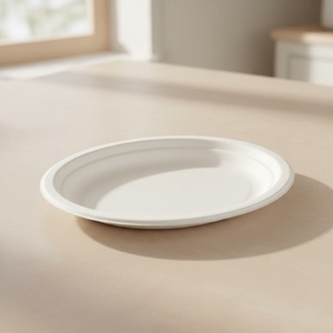 Assiettes en bagasse compostables de 6 pouces en gros – Vaisselle ronde robuste pour fêtes, traiteur, services alimentaires, collations et restauration rapide - Product Image 1