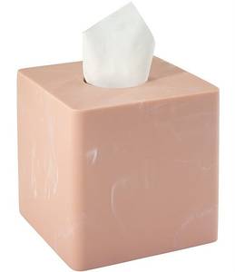 Caja de pañuelos de resina rosa rubor de lujo, moderna, cuadrada, decorativa, para el hogar, baño, oficina, organizador de mesa, hecho a mano - Product Image 5