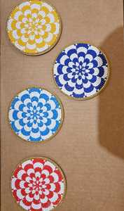 Sous-verres décoratifs faits à la main avec perles pour services à thé et tasses à café, magnifiques accessoires de table brodés pour un usage domestique quotidien - Product Image 5