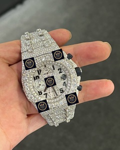 Montre automatique mécanique de luxe Imperail Jewels en acier inoxydable, entièrement sertie de moissanite, cadran en verre, aiguilles, style Hip Hop - Product Image 1