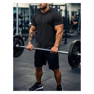 เสื้อฮู้ดแขนสั้นผู้ชาย สำหรับออกกำลังกาย ฟิตเนส เล่นกีฬา ผ้าฝ้าย น้ำหนักเบา ระบายอากาศดี เสื้อยืดมีฮู้ดลำลอง สำหรับฝึกซ้อมกีฬา - Product Image 3