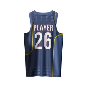 Uniformes de basketball personnalisés pour hommes, col en V, 100% polyester, OEM ODM, imprimés avec des motifs, respirants, anti-humidité, séchage rapide, grandes tailles - Product Image 3