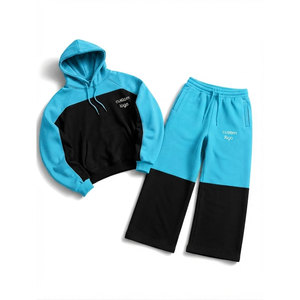 Conjunto Deportivo Unisex con Capucha y Bloques de Color, 100% Algodón, 450 g/m², Sudadera Casual con Bolsillos y Cordón Ajustable - Product Image 1