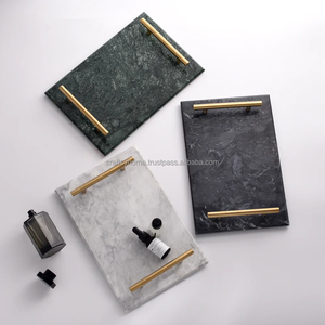 Bandeja de resina rectangular de lujo para servir, acabado de mármol de Ángel, para el baño del hogar, restaurante, fiesta de boda, exportador mayorista de India - Product Image 3