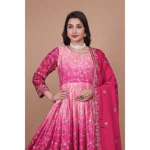 Ensemble robe longue et dupatta pour soirée, avec broderie et sequins, taille XL - Product Image 4