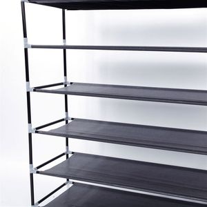 Scarpiera Moderna a 10 Livelli in Tessuto Non Tessuto con Maniglia - Nera, Arredamento per la Casa - Product Image 3