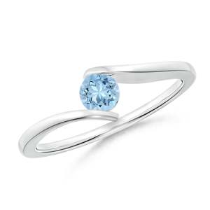 Bague de fiançailles Rhaya Jewels pour femme en argent sterling 925 plaqué rhodium avec topaze bleue taille brillant sertie à griffes, style classique vintage - Product Image 1