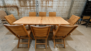 Mesa de Comedor Extensible de Teca y Juego de 8 Sillas Plegables para Exteriores, Restaurante, Hotel, Resort, Villa, Muebles al por Mayor OEM - Product Image 4