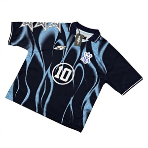New Retro Soccer Jersey Style Football Jersey Sublimation <b>Flame</b> Print Polo <b>Shirt</b> Low MOQ Wholesale Argentina Style Graphic <b>Shirt</b> - Product Image 1