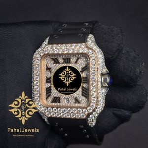 Reloj Mecánico con Incrustaciones de Diamantes, Esfera Cuadrada, Números Romanos, Reloj de Pulsera para Hombre - Product Image 4