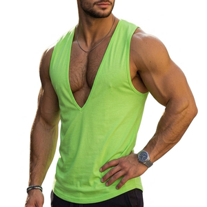 Débardeurs pour hommes en gros, style décontracté d'été, col en V profond, sur mesure, sans manches, coupe ajustée, haute qualité - Product Image 1