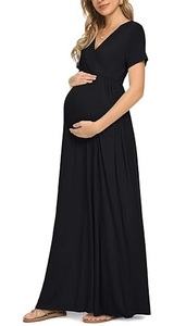 Breathable Half Sleeves Chiffon Spandex Maternity <b>Dress</b> Floor-Length Casual Skinny <b>Loose</b> Fit Woman Breast Feeding Elegant <b>Dress</b> - Product Image 2