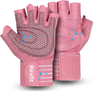 Professional Rexfit Half Finger Gym Fitness Gloves Breathable Mesh <b>Adjustable</b> Wrist <b>Strap</b> Non Slip Training Gloves Unisex - Product Image 6