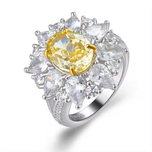 Fashion Jewelry <b>Rings</b> 925 <b>Silver</b> Yellow <b>Cubic</b> <b>Zirconia</b> Luxury <b>Rings</b> - Product Image 1