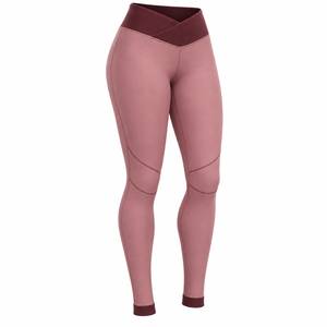 Women’s Crossover Waist Workout <b>Leggings</b> with Curved <b>Knee</b> Seam Detail High Waisted Full <b>Length</b> <b>Leggings</b> - Product Image 3