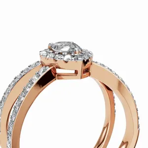 Anillo de Diamantes de Diseño con Halo Redondo y en Forma de Pera, con 52 Diamantes Cultivados en Laboratorio, Certificado por IGI y Claridad VVS, en Venta - Product Image 2