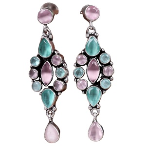 Hot Selling Multi Color Gemstone Drop <b>Earrings</b> | Trendy Brass Fashion <b>Dangle</b> <b>Earrings</b> for Women | Party Bulk Wholesale Supplier - Product Image 1