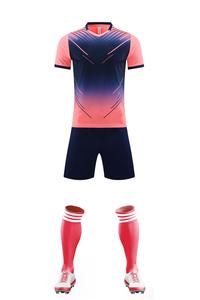 ชุดเสื้อฟุตบอลย้อนยุคพิมพ์ลายไล่เฉดสีแบบกำหนดเอง สำหรับทุกเพศ แขนสั้น สีแดงกรมท่า คอเสื้อระบายอากาศได้ดี - Product Image 2