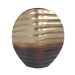 Vase de table moderne en bronze, design côtelé fait main pour la décoration intérieure - Product Image 1