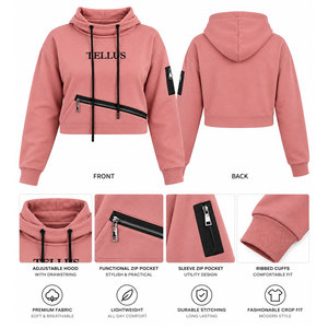 Sudadera con Capucha de Algodón para Mujer, Nueva Llegada, Sudaderas Personalizadas, Sudadera Corta con Capucha - Product Image 4